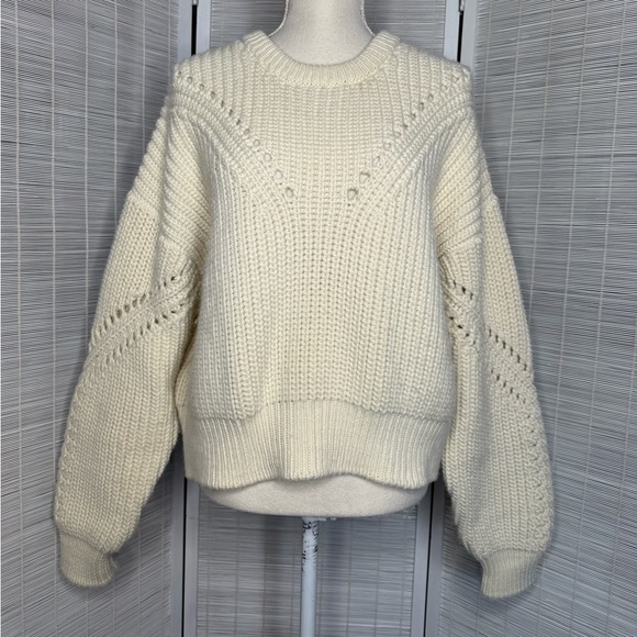 Apiece Apart Alora Crew Chunky Knit Sweater Off White/Cream Size L - Picture 1 of 8